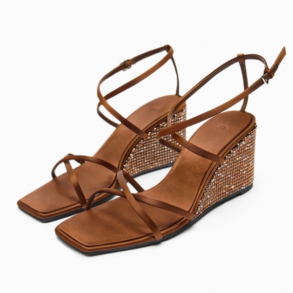 Zara limited edition rhinestones platform heeled sandal - Picture 1 of 9